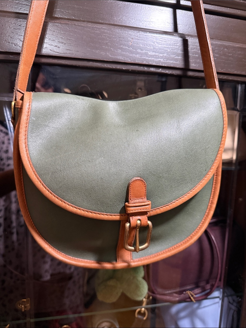 Coach  Vintage Green and British Leather Saddle Crossbody Bag